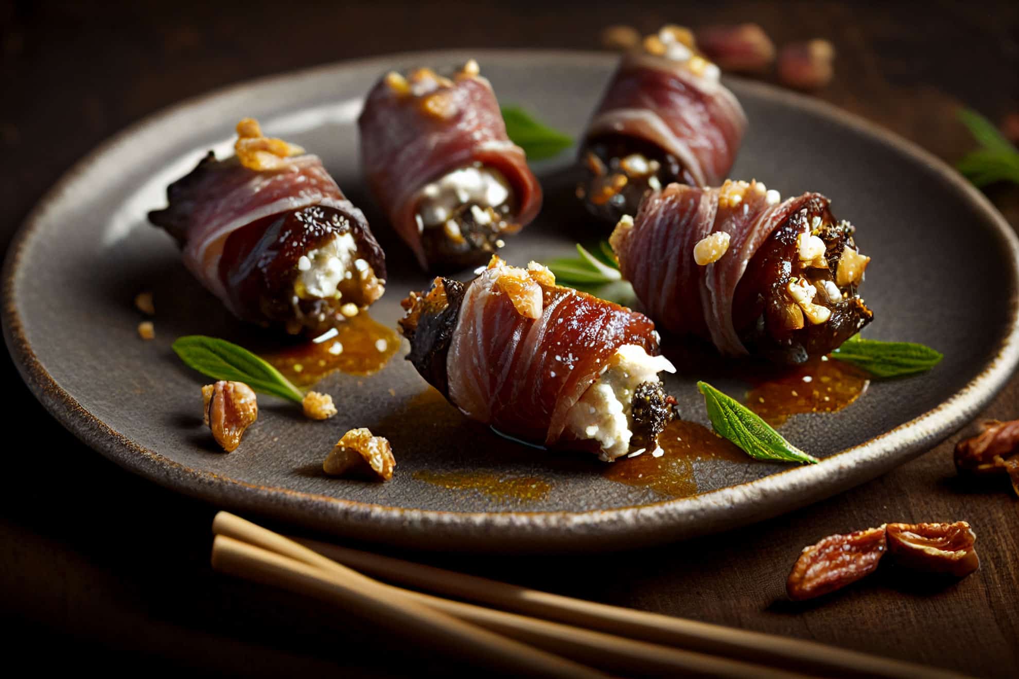Bacon wrapped Dates stuffed with Goat Cheese